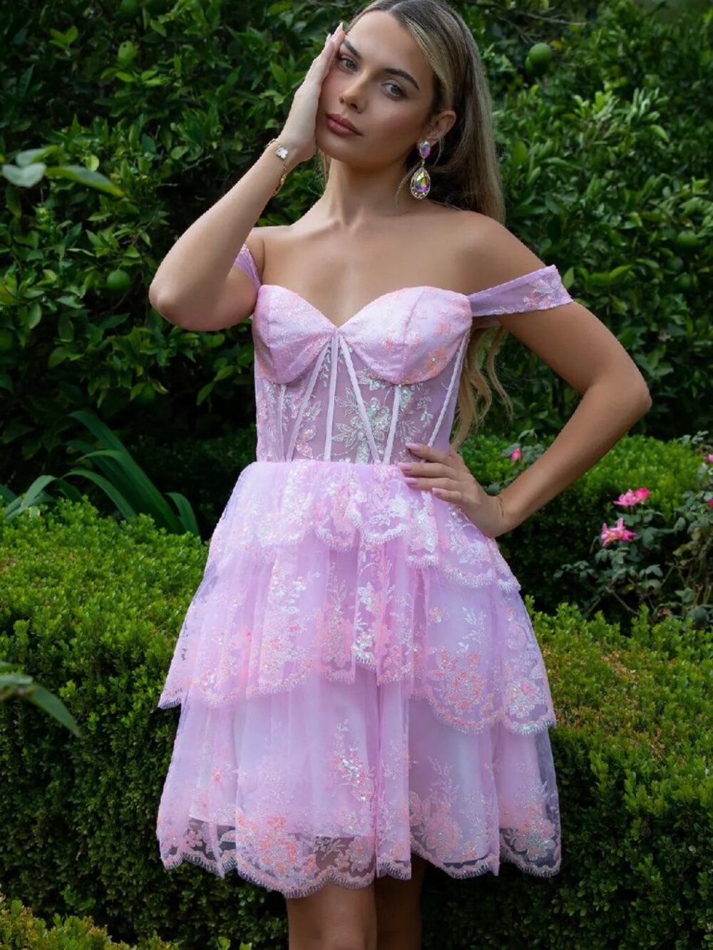 NEW BABY PINK Mesh & Glitter Sweetheart Evening Gown Floor Length GS3506